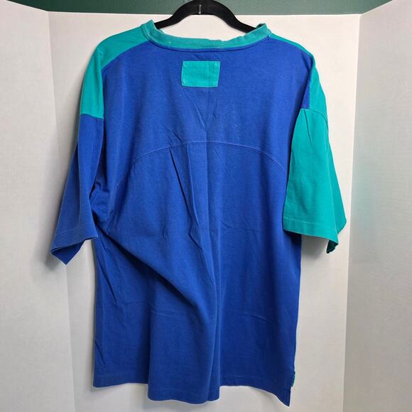 Pierre Cardin, Multi Color Blue and Teal quarter Button Down Shirt, L Men's - Picture 4 of 7